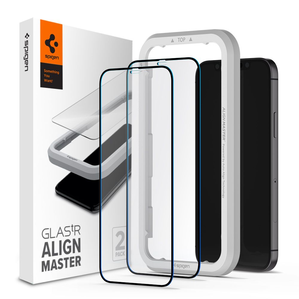 Szko hartowane Spigen Alm Glass Fc 2-pack Czarne APPLE iPhone 12