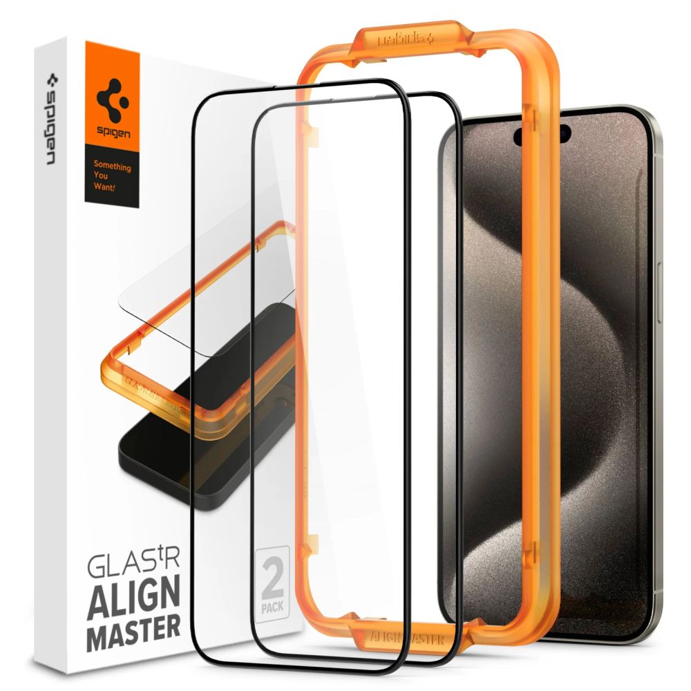 Szko hartowane Spigen Alm Glass Fc 2-pack czarne APPLE iPhone 15 Pro Max