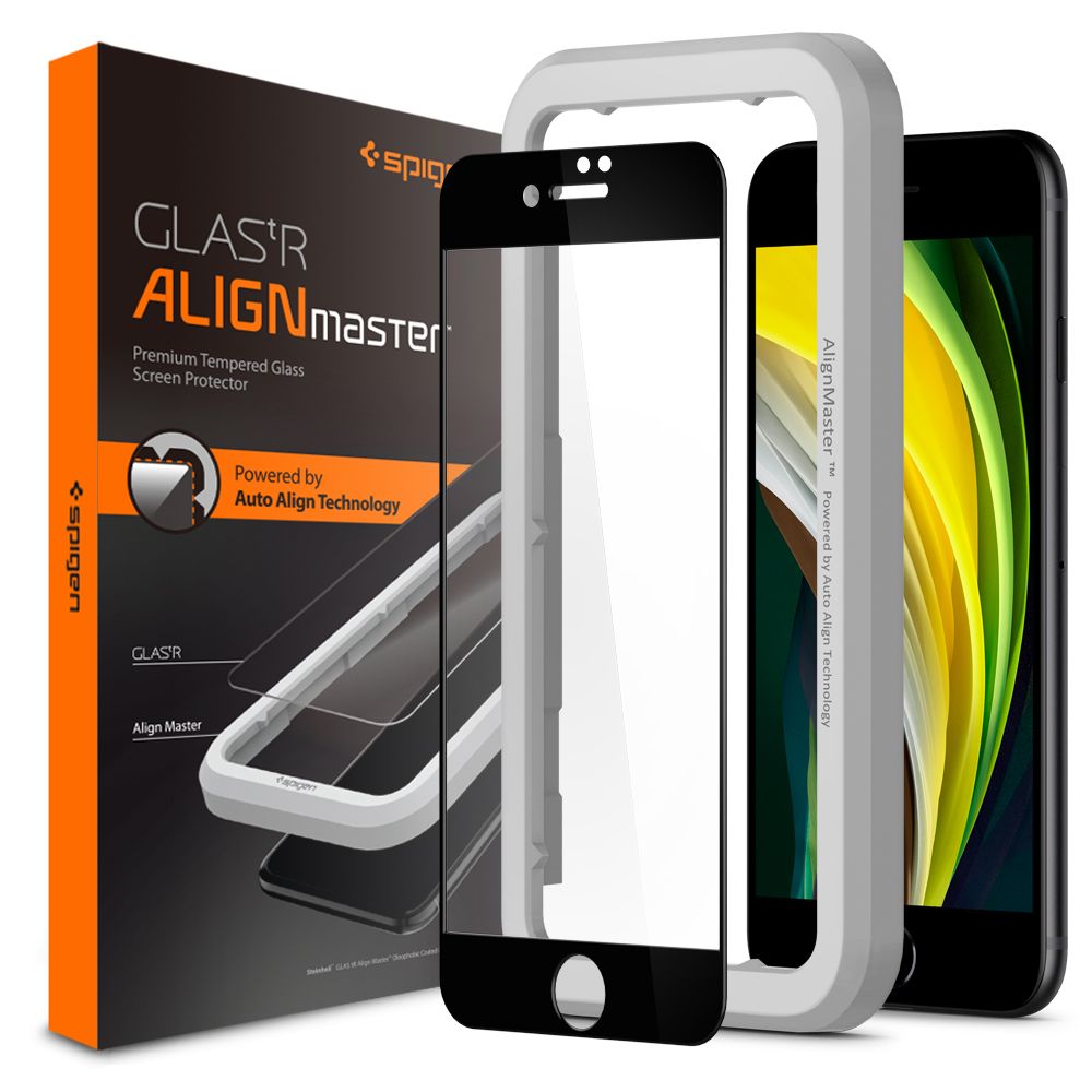 Szko hartowane Spigen Alm Glass Fc czarne APPLE iPhone SE 2020