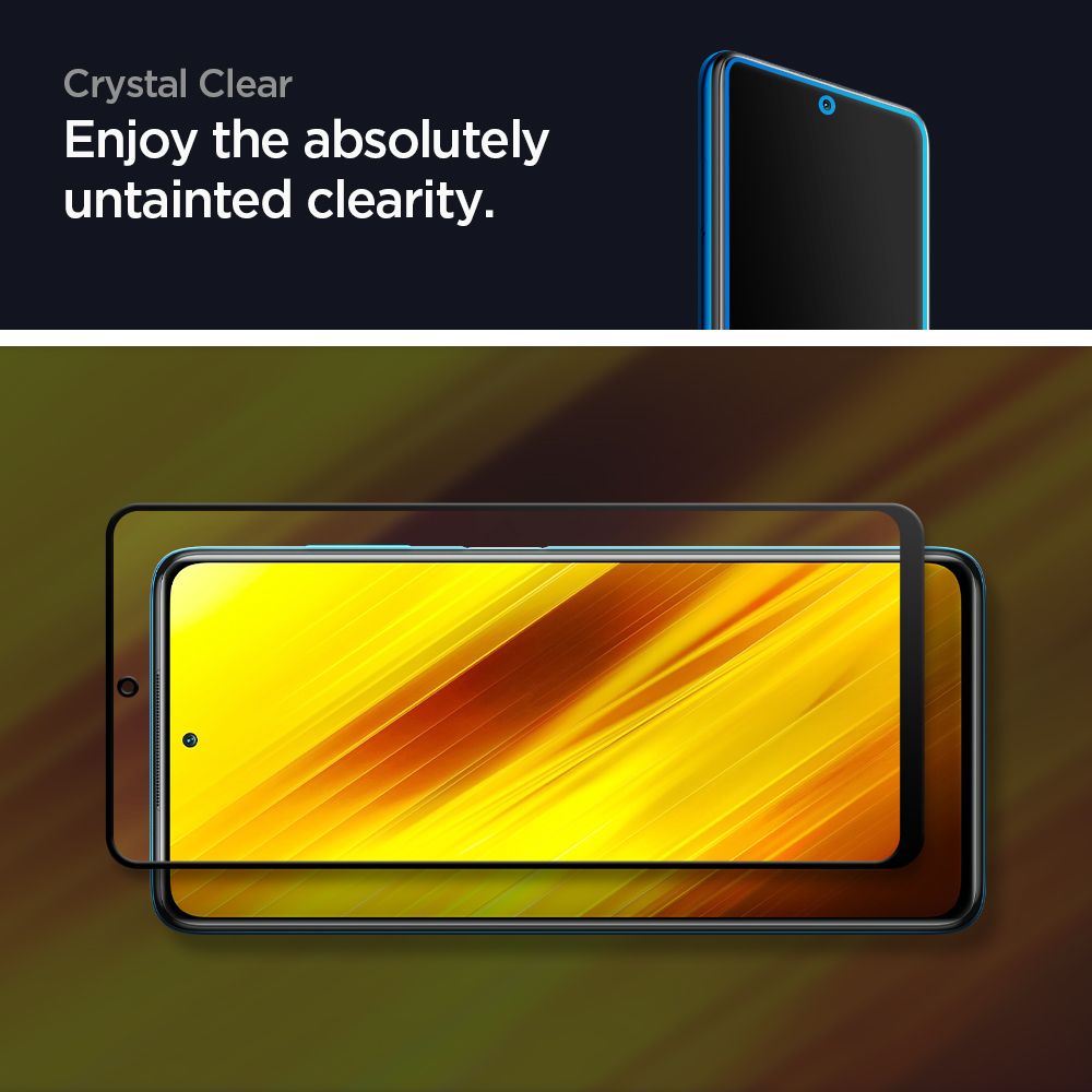 Szko hartowane Spigen Glass FC Czarne Xiaomi Poco X3 NFC / 4