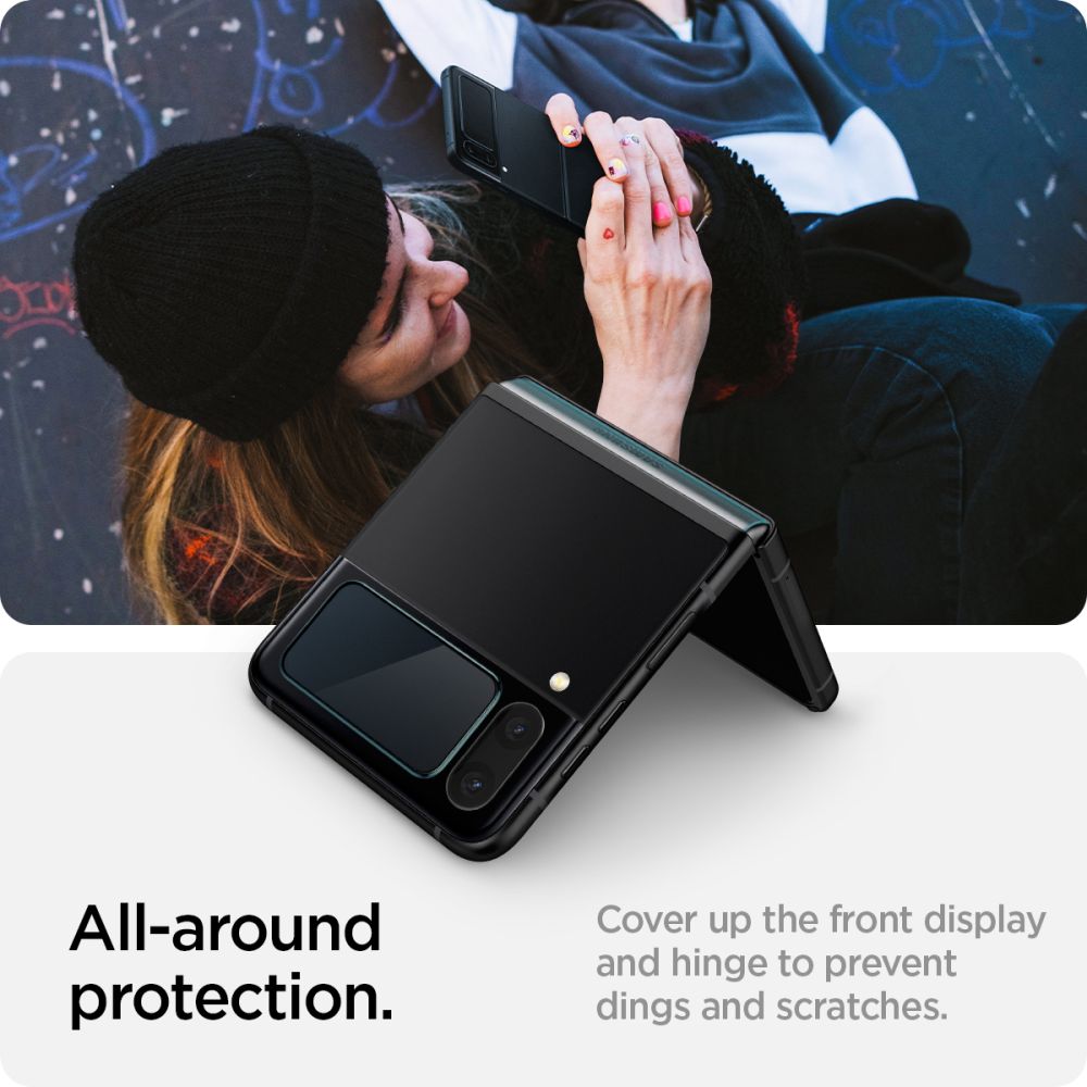 Szko hartowane Spigen Glass FC Ez Fit + Hinge Film 2-pack czarne SAMSUNG Galaxy Z Flip 4 / 11