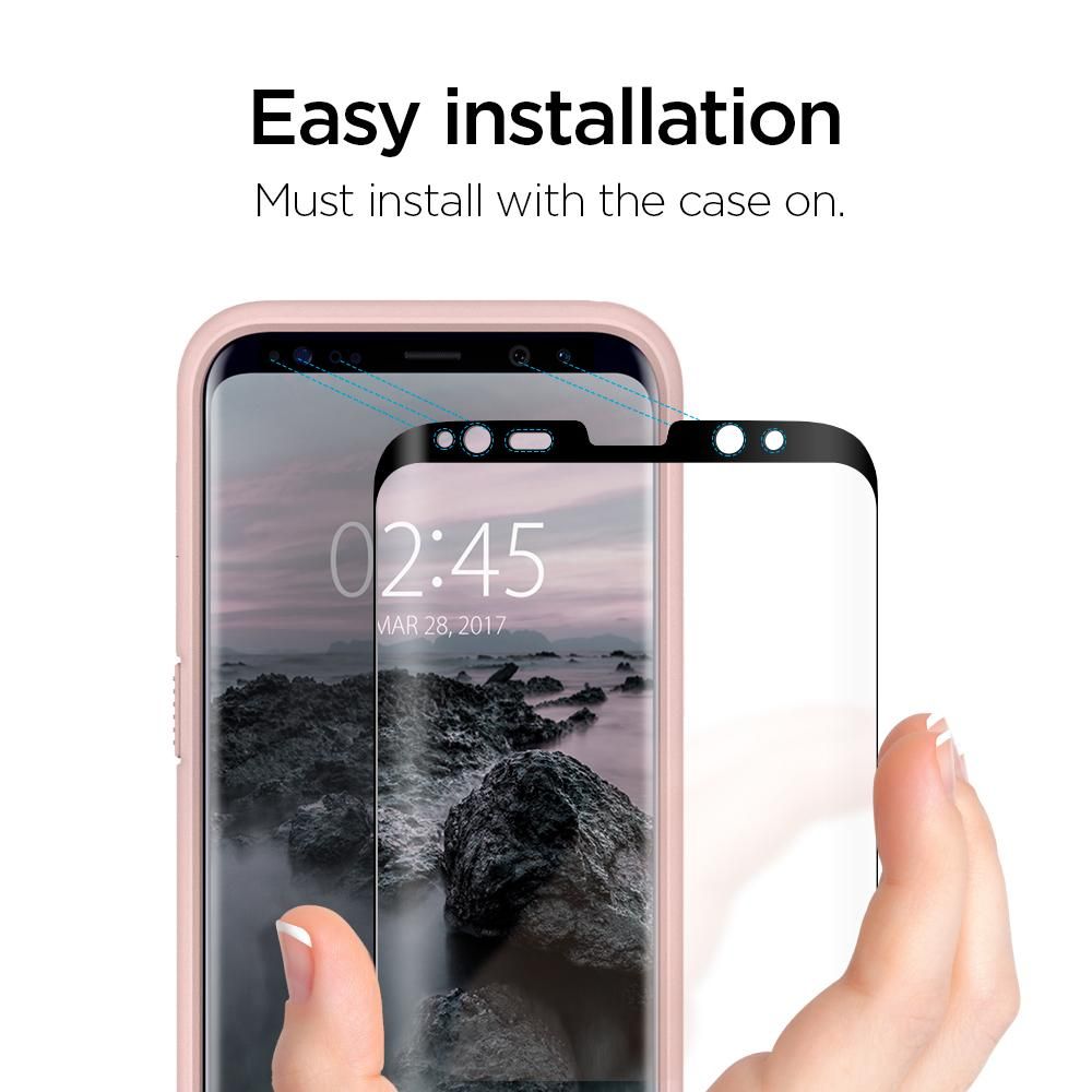 Szko hartowane Spigen Glas.tr Case Friendly Czarne SAMSUNG Galaxy S8 / 4