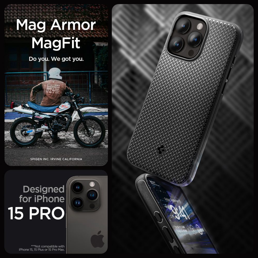 Pokrowiec Spigen Mag Armor Magsafe czarne APPLE iPhone 15 Pro / 9