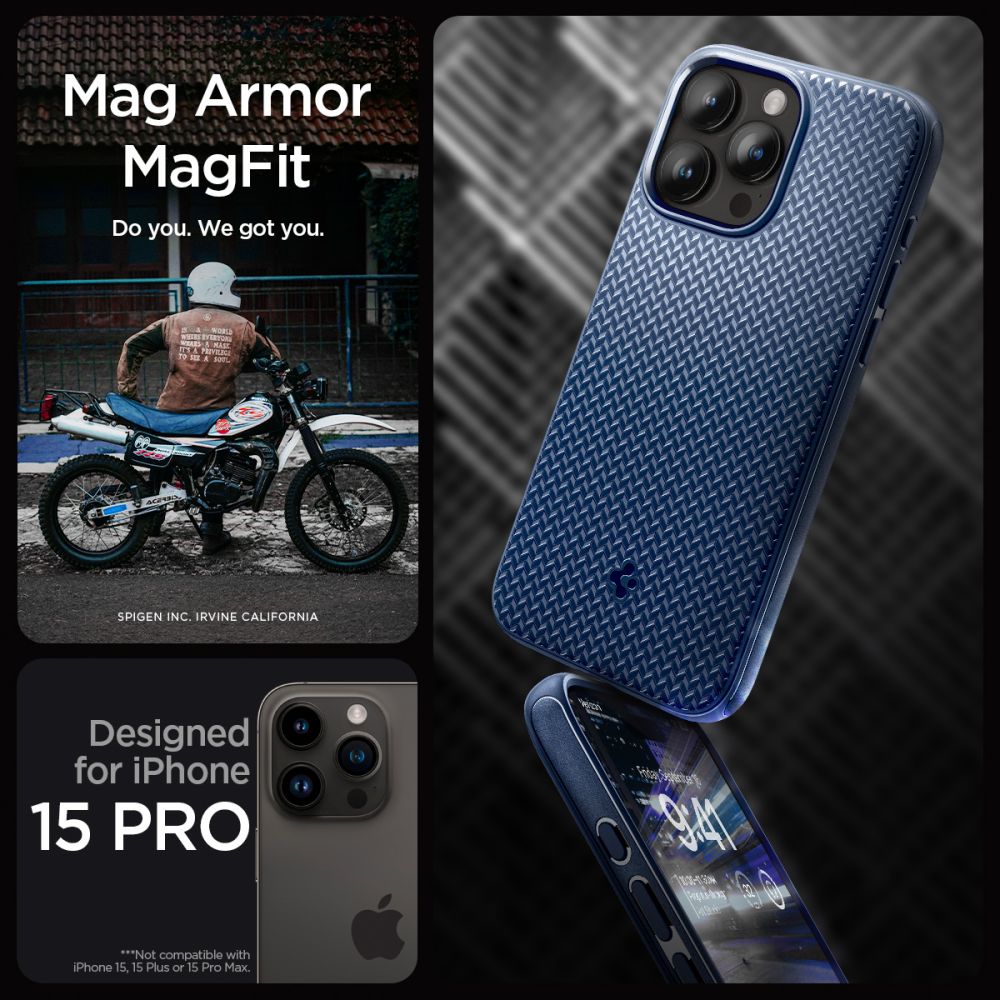 Pokrowiec Spigen Mag Armor Magsafe granatowe APPLE iPhone 15 Pro / 9