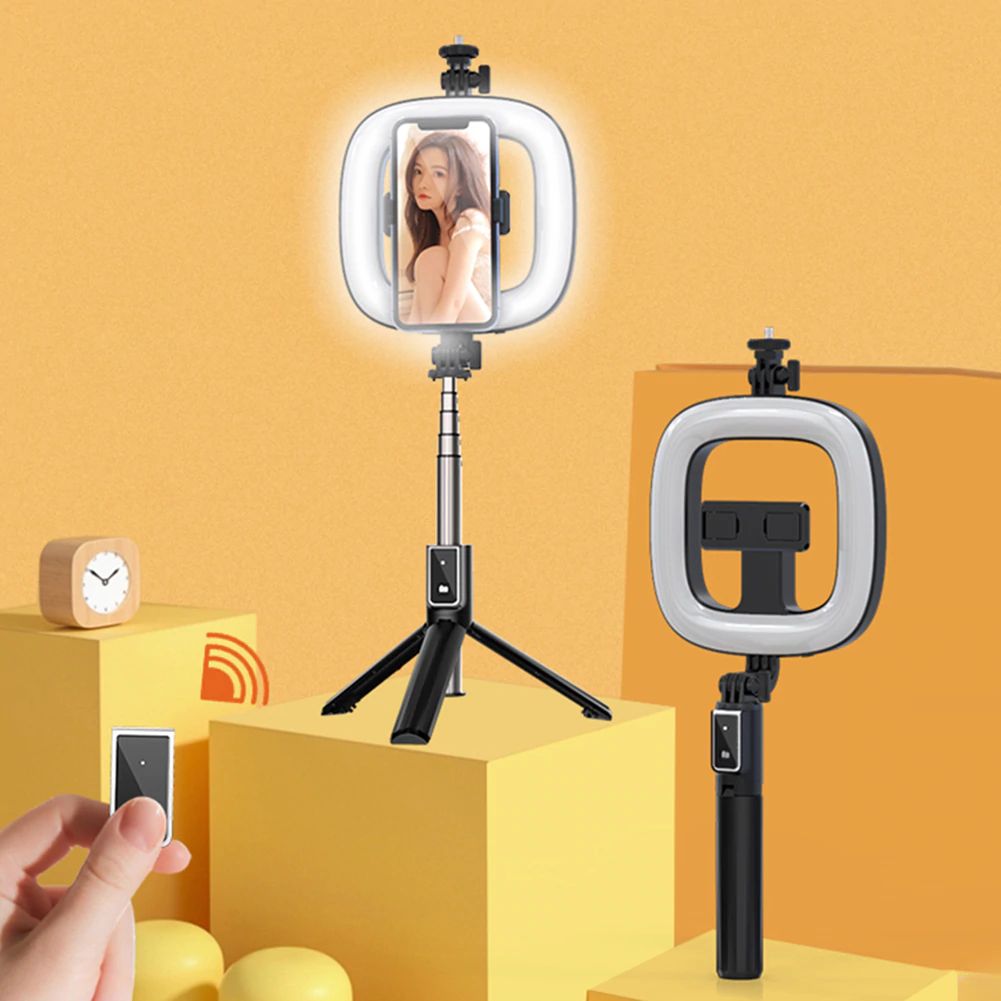 Statyw wysignik selfie tripod z lamp kwadratow P40D-1 czarny APPLE iPhone 15 Plus / 3
