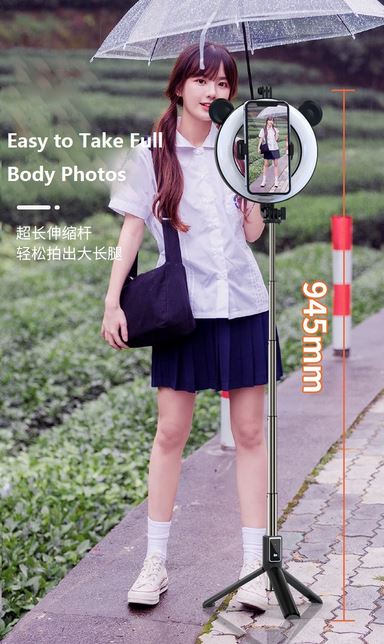Statyw wysignik selfie tripod z lamp piercieniow P40D-4 czarny Realme 9 5G / 3