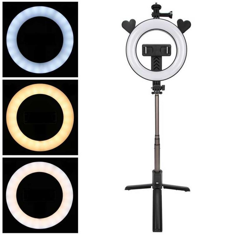 Statyw wysignik selfie tripod z lamp piercieniow P40D-5 czarny LG G4 Stylus / 3