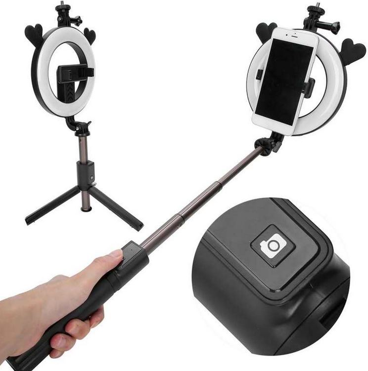 Statyw wysignik selfie tripod z lamp piercieniow P40D-5 czarny MOTOROLA Moto G72 / 5
