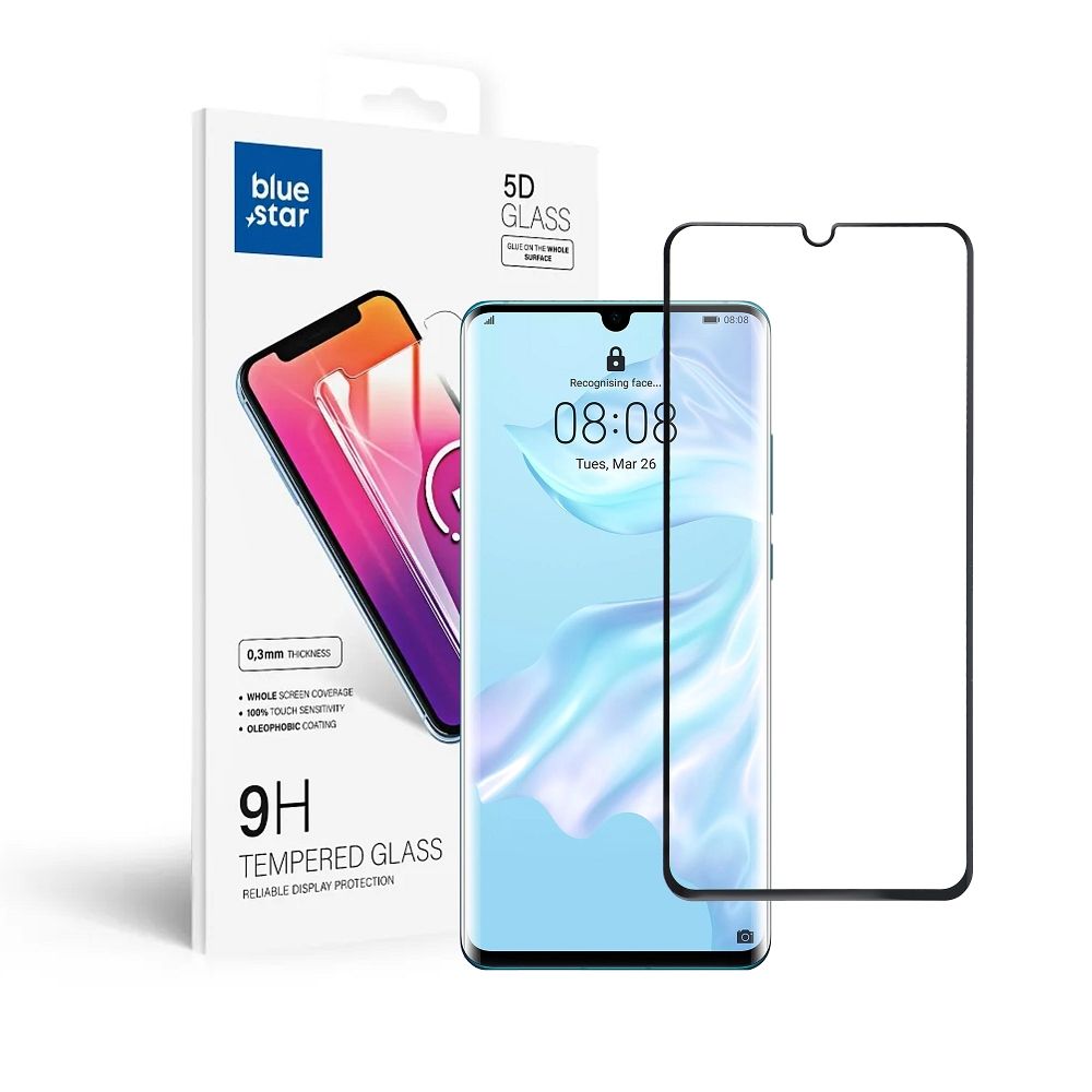 Szk�o hartowane hartowane Blue Star 5D Full Glue czarny HUAWEI P30 Pro