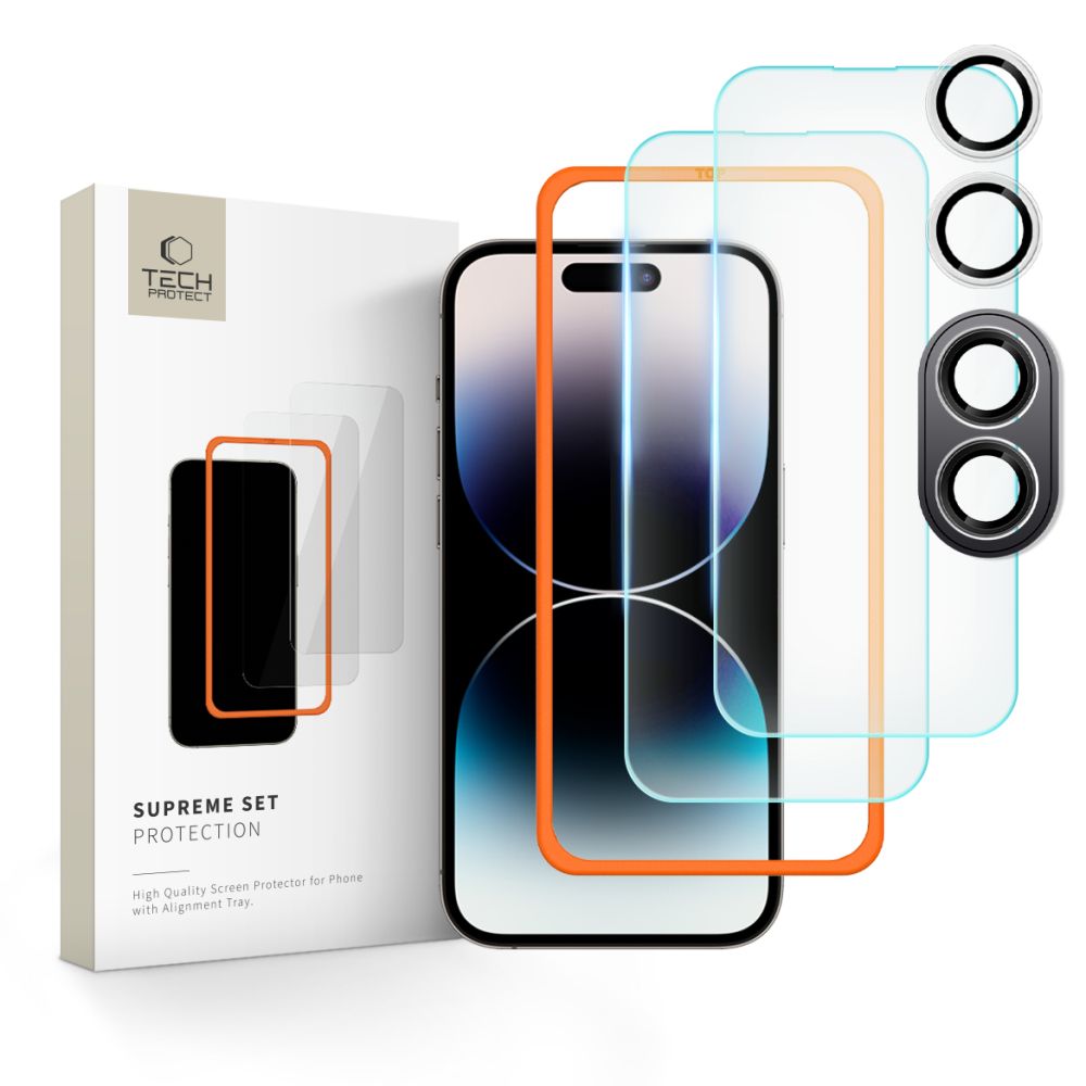 Szk�o hartowane Szk�o Hartowane Tech-protect Supreme Set 3-pack prze�roczyste APPLE iPhone 16 Plus
