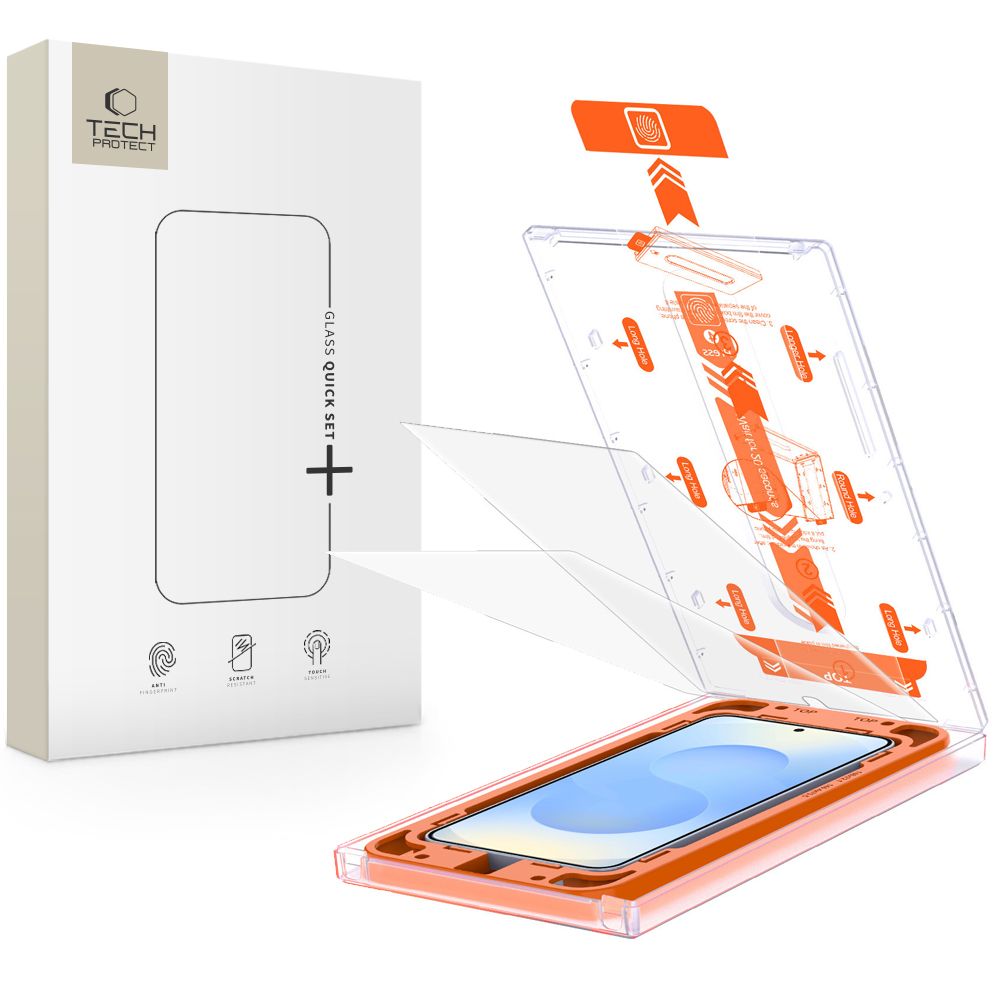 Szk�o hartowane Tech-Protect Quick Set+ 2-Pack Clear SAMSUNG Galaxy S25