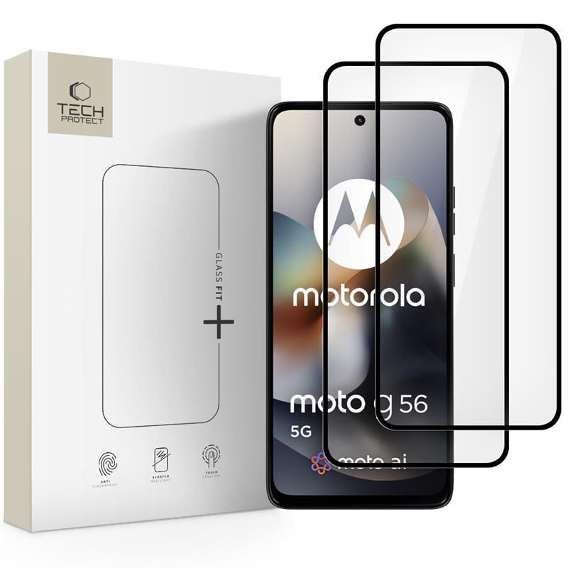 Szkło hartowane Tech-protect Glass Fit+ 2-pack czarne MOTOROLA Moto G56 5G Szkło hartowane Tech-protect Glass Fit+ 2-pack czarne MOTOROLA Moto G56 5G