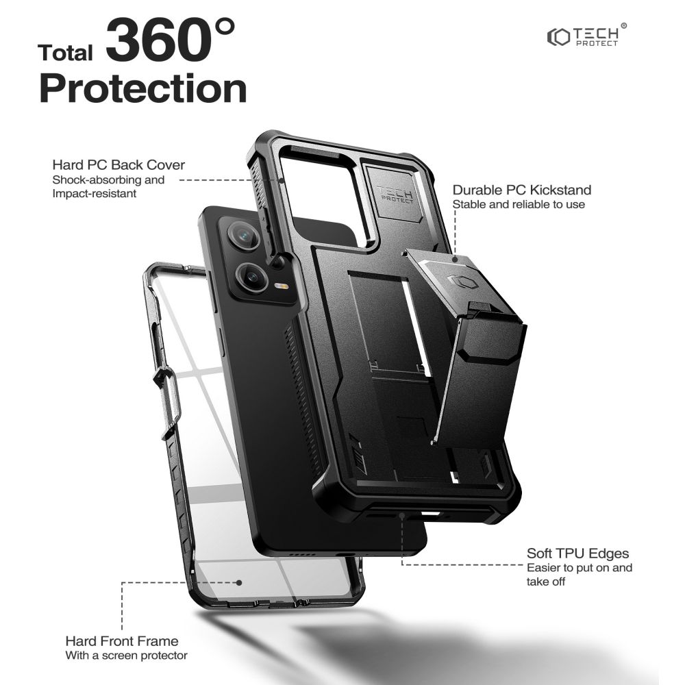 Pokrowiec Tech-protect Kevlar Pro czarne Xiaomi Poco X5 Pro 5G / 4