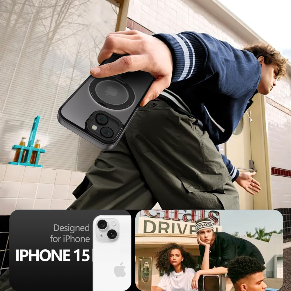 Pokrowiec Tech-protect Magring Magsafe czarne APPLE iPhone 15 / 6