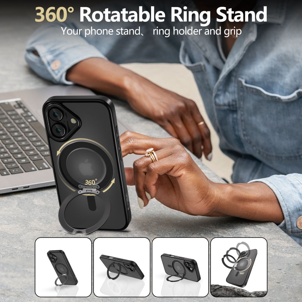 Pokrowiec Tech-protect Magring Magsafe czarne APPLE iPhone 16 / 6