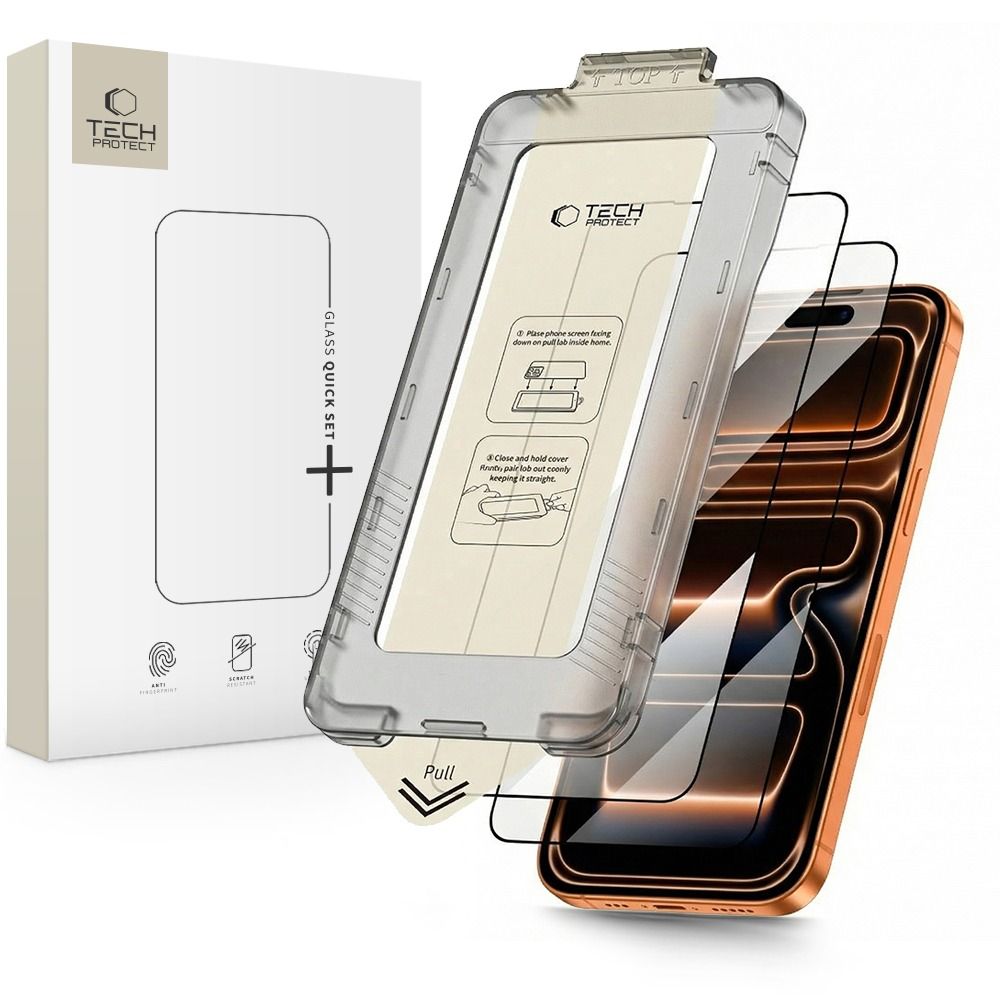 Szk�o hartowane Tech-protect Quick Set+ 2-pack czarne APPLE iPhone 17 Pro