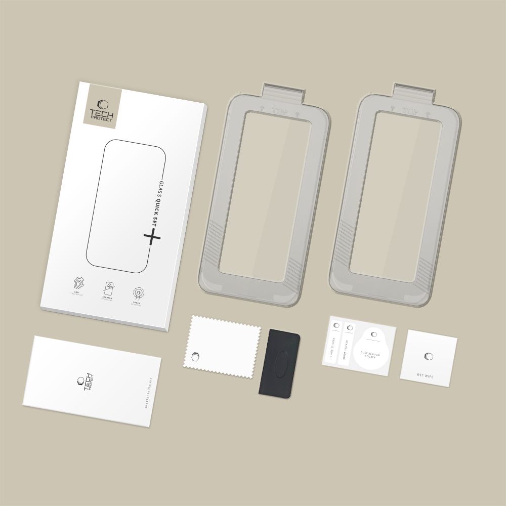 Szk�o hartowane Tech-protect Quick Set+ 2-pack czarne APPLE iPhone 17 Pro / 3