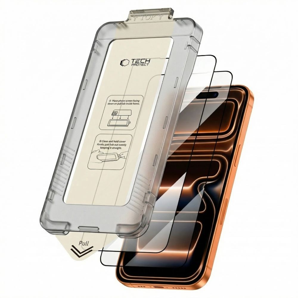 Szk�o hartowane Tech-protect Quick Set+ 2-pack czarne APPLE iPhone 17 Pro / 8
