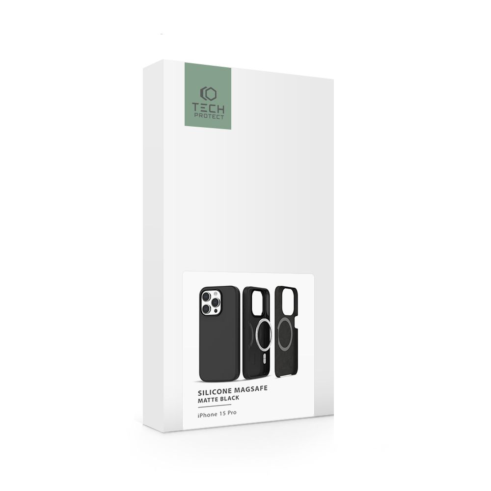 Pokrowiec Tech-protect Silicone Magsafe czarne APPLE iPhone 15 Pro / 6