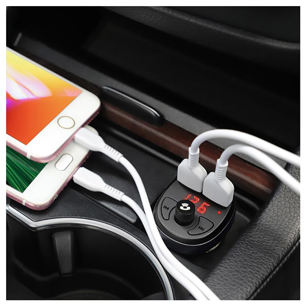 adowarka samochodowa Transmiter FM Bluetooth Hoco E41 czarny APPLE iPhone 6s / 7