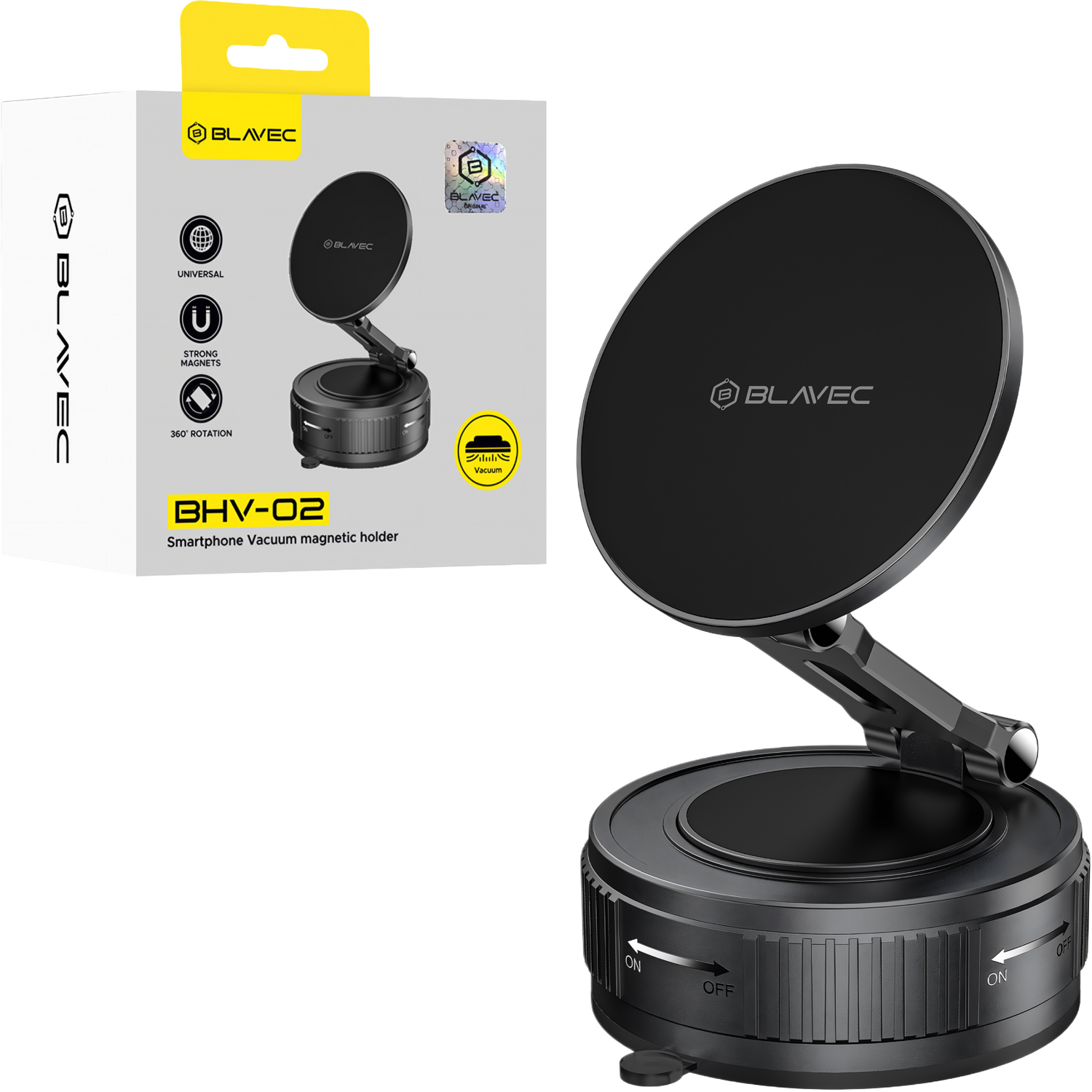 Uchwyt samochodowy Blavec BHV-02 Przyssawka Pr�niowa magnetyczny czarny Xiaomi Redmi 13C 5G