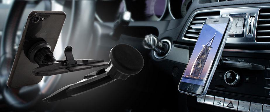 Uchwyt samochodowy magnetyczny do slotu CD czarny APPLE iPhone 15 Plus / 7
