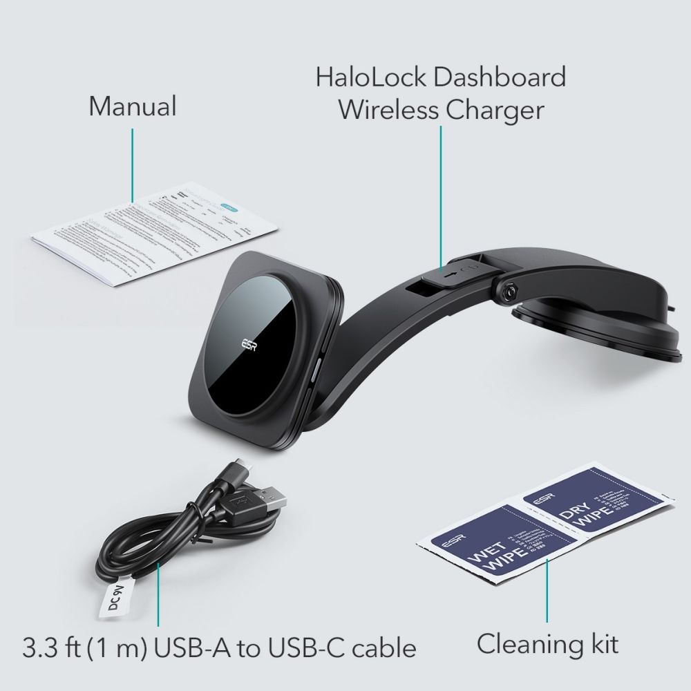 Uchwyt samochodowy Esr Halolock magnetyczny Magsafe ma kokpit czarny HTC Desire 310 / 9