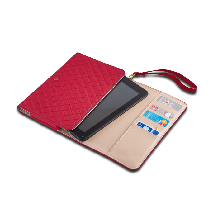 Pokrowiec etui portfelowe pikowane tablet czerwone SAMSUNG SM-T111 Galaxy Tab 3 Lite / 2