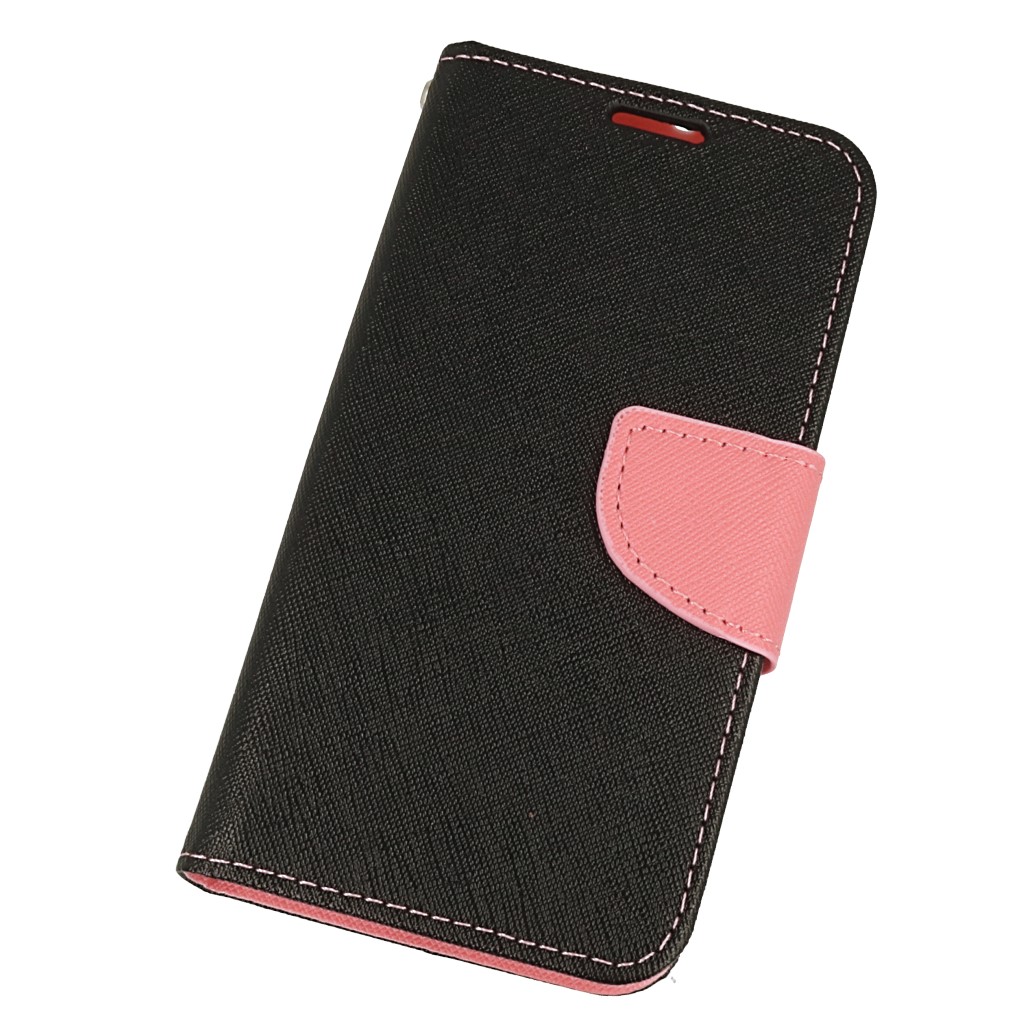 Pokrowiec etui z klapk na magnes Fancy Case czarno-rowe Xiaomi Redmi Note 9T Pro