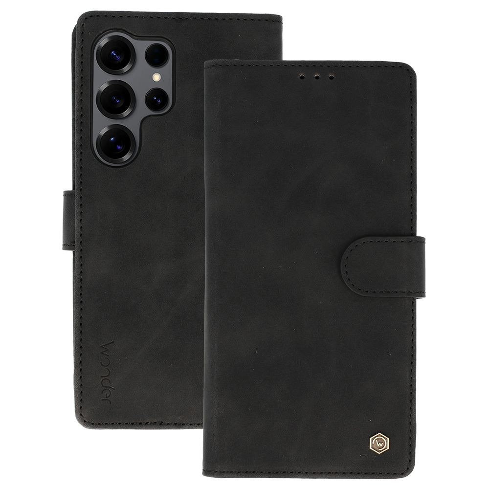 Pokrowiec z klapk� Kabura Wonder Fancy czarne SAMSUNG Galaxy S25 Ultra